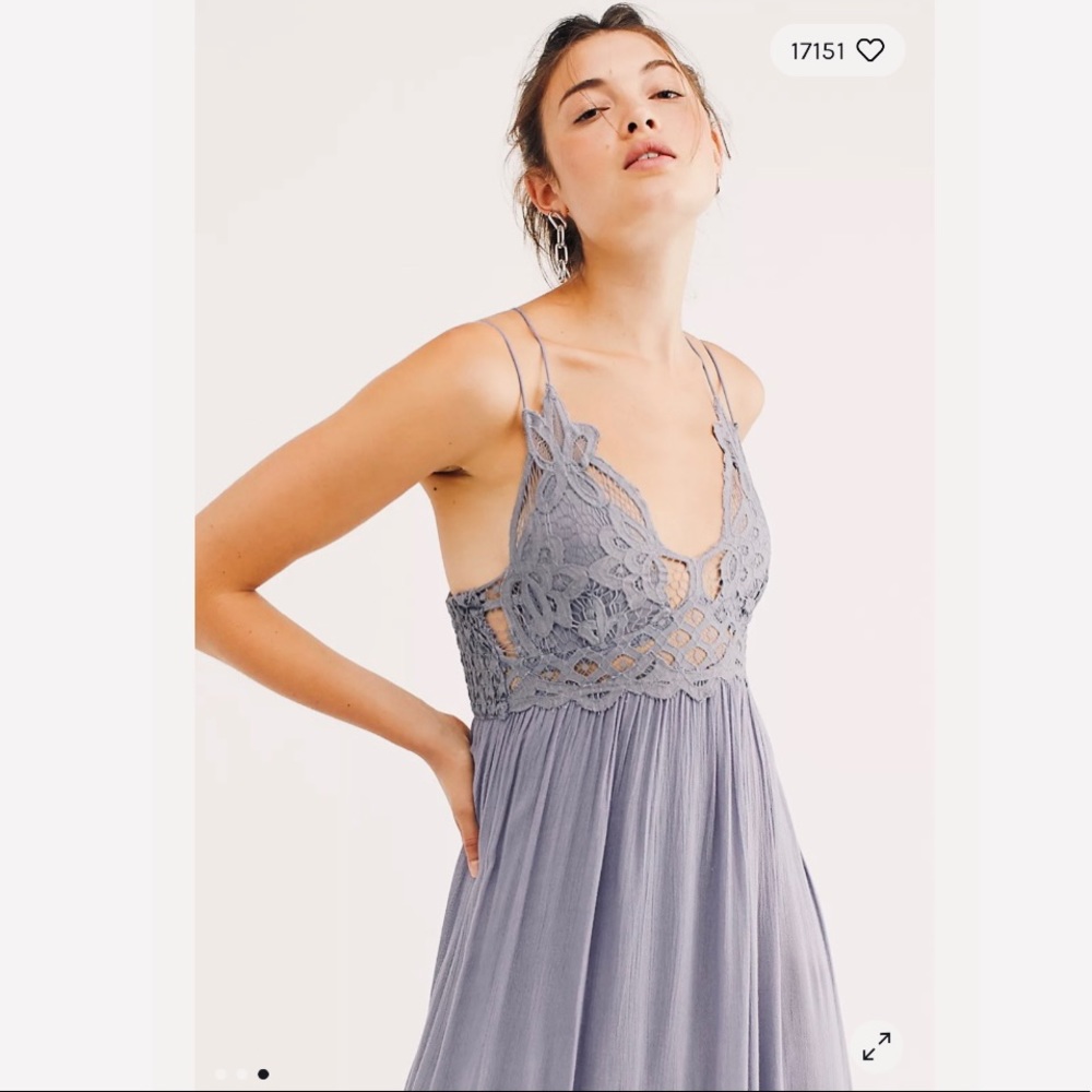 Free People One Adella Maxi Slip Lace Dress Stardust Purple Medium